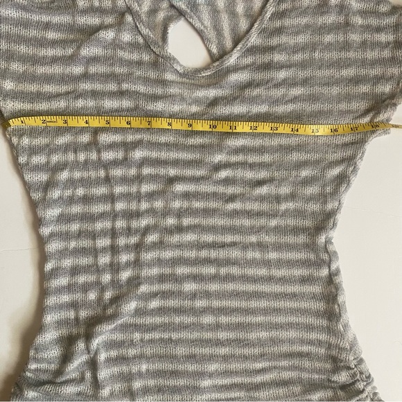 Maurices Gray & White Metallic Striped Short Sleeve Top - Picture 9 of 9